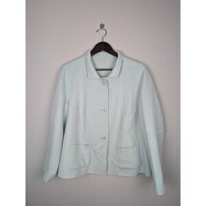 Talbots Women's Pastel Blue Wool Blend Coat 18W Cozy Chic Preppy Office Workwear